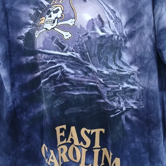East Carolina Purple Graphic T-Shirt Vintage Barley Worn - Picture 3 of 3